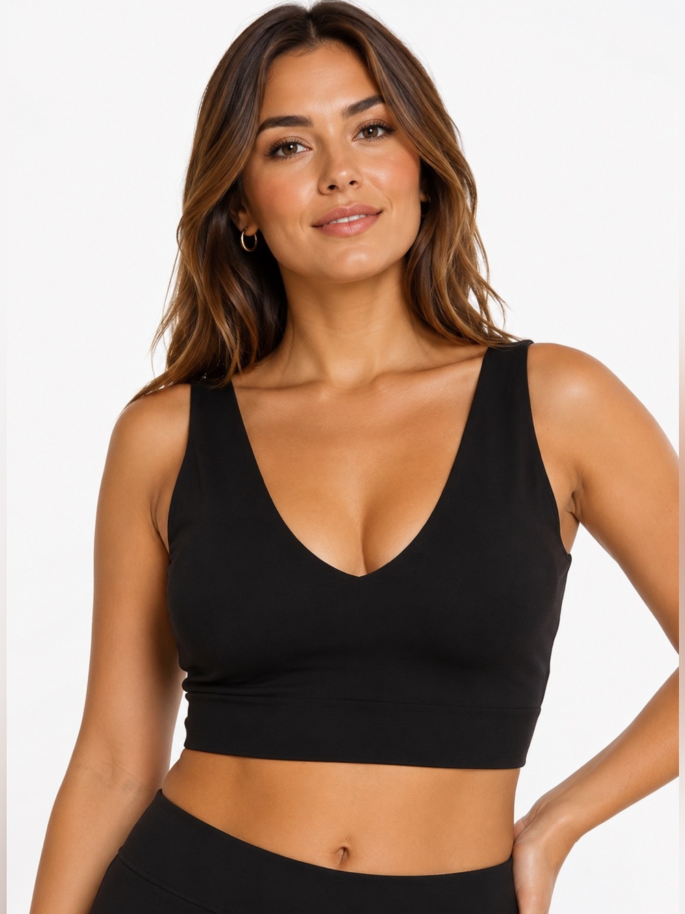 Plus Size Black Laser Cut  Comfort V-Neck Bralette Top Size 2X NWT